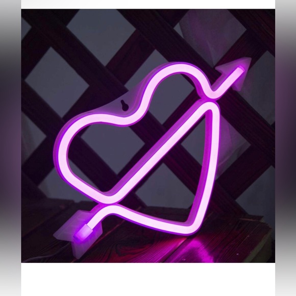 Pink The Heart of Cupid Neon Sign, Battery Operated USB Powered LED for party - Picture 1 of 7